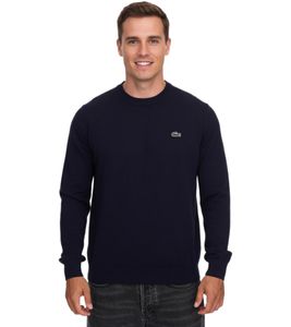 Lacoste Herren Strick-Pullover Baumwoll-Pullover mit Logo-Stickerei Langarm-Shirt AH0128 00 166 Dunkelblau