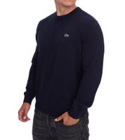 Lacoste Herren Strick-Pullover Baumwoll-Pullover mit Logo-Stickerei Langarm-Shirt AH0128 00 166 Dunkelblau