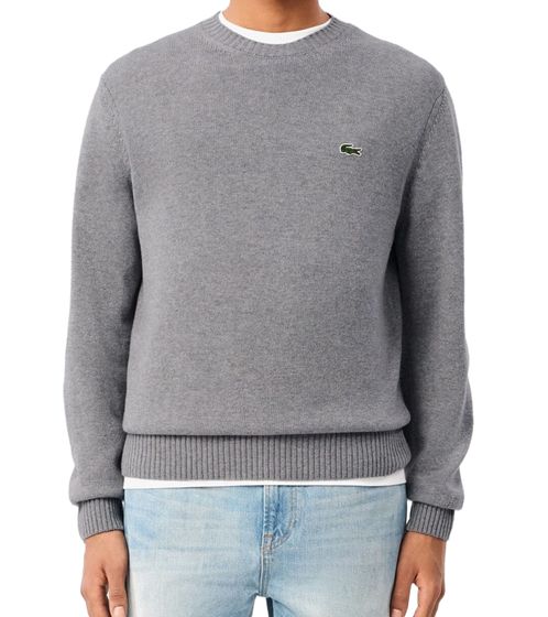 Pull Lacoste Homme, Pull en coton avec logo brodé, Chemise à manches longues, AH0128 00 CCA Gris