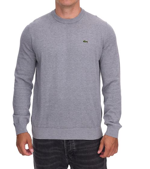 Lacoste Herren Strick-Pullover Baumwoll-Pullover mit Logo-Stickerei Langarm-Shirt AH0128 00 CCA Grau