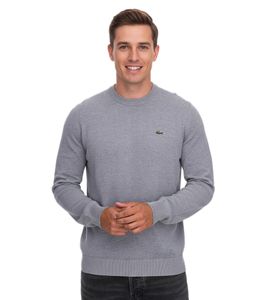 Lacoste Herren Strick-Pullover Baumwoll-Pullover mit Logo-Stickerei Langarm-Shirt AH0128 00 CCA Grau