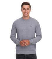 Lacoste Men's Knit Sweater, Cotton Sweater with Logo Embroidery, Long-Sleeved Shirt, AH0128 00 CCA Gray