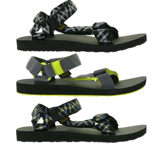 Sandale TEVA Original Universal pour homme, sandale d'été durable avec semelle en caoutchouc EVA, tong 1004006 Noir/Bleu, Noir/Gris ou Noir/Gris/Vert