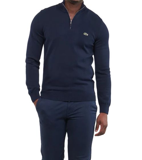 Lacoste Herren Strick-Troyer klassischer Strick-Pulli mit Logo-Stickerei Langarm-Pullover AH1980 00 166 Dunkelblau