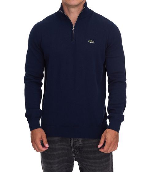 Lacoste Herren Strick-Troyer klassischer Strick-Pulli mit Logo-Stickerei Langarm-Pullover AH1980 00 166 Dunkelblau