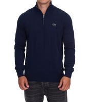 Maglione classico da uomo Lacoste in maglia con logo ricamato, a maniche lunghe, AH1980 00 166, Blu scuro