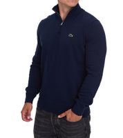 Maglione classico da uomo Lacoste in maglia con logo ricamato, a maniche lunghe, AH1980 00 166, Blu scuro