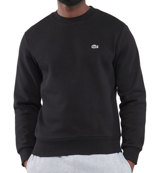 Sweat Lacoste Homme avec logo brodé, Pull basique, Pull moderne en coton, Chemise à manches longues, SH9608 00 031 Noir