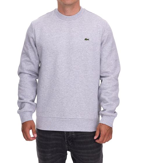 Lacoste Herren Sweatshirt mit Logo-Stickerei Basic-Pullover moderner Baumwoll-Sweater Langarm-Shirt SH9608 00 CCA Grau