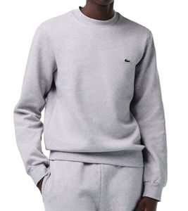 Lacoste Herren Sweatshirt mit Logo-Stickerei Basic-Pullover moderner Baumwoll-Sweater Langarm-Shirt SH9608 00 CCA Grau