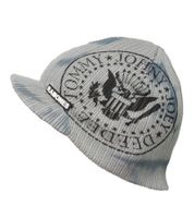 RAMONES Rockband Schirm-Beanie mit Band-Print Strick-Mütze mit Patch Fan-Beanie KC100814RAM Grau
