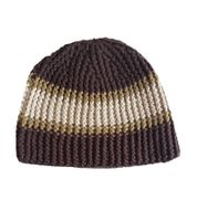 kuschelige Häkel-Mütze Winter-Mütze weiche Strick-Mütze mit Streifen Baumwoll-Mütze 7315GUY Braun/Weiß/Grün kuschelige Häkel-Mütze Winter-Mütze weiche Strick-Mütze mit Streifen Baumwoll-Mütze 7315GUY Braun/Weiß/Grün