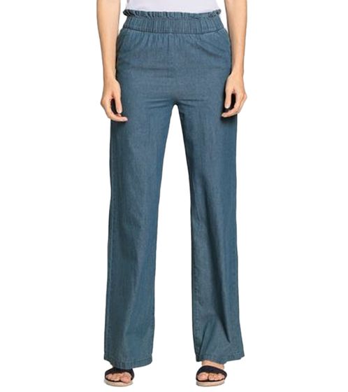 DELMAO Women's Paperbag Pants, Stylish Cotton Summer Pants, 33470748 Blue
