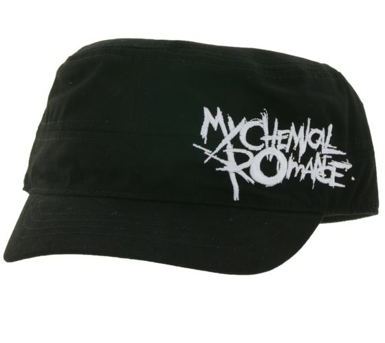 BIOWORLD MERCHANDISING "My Chemical Romance" Cotton Cap in a Military Cut with a Slightly Curved Fit, Black/White