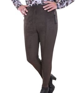 NAVIGAZIONE Alina Damen Hose in Wildleder-Optik Schlupfhose Stiefelhose 78992442 Braun