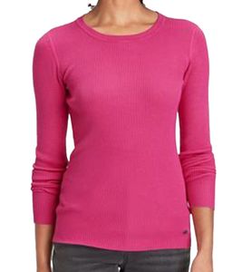 H.I.S Damen Longsleeve geripptes Langarm-Shirt Sommer-Oberteil 75285228 Pink