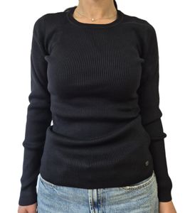 H.I.S Women's Long-Sleeve Ribbed Long-Sleeve Shirt, Summer Top, 74376002, Black