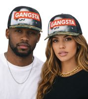 Baseball-Cap mit „GANGSTA“ Schriftzug Trucker-Cap Camouflage mit Mesh-Einsatz Grün/Khaki/Rot/Grau/Weiß