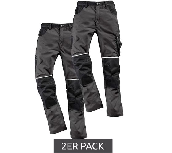 2er Pack NORTHERN COUNTRY Herren Arbeits-Hose mit Knie-Verstärkung Berufsbekleidung Heimwerker-Hose 60380202 Grau/Schwarz