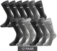 12 Paar PUMA Sport-Strümpfe mit gepolsterten Fußbereich Tennissocken atmungsaktive Socken extra weicher Bund 701224759 Schwarz/Anthrazit/Grau