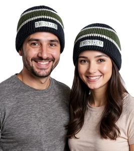 Trust Co Unisex Häkel-Mütze Winter-Mütze weiche Strick-Mütze mit Streifen Baumwoll-Mütze 1551TRT Navy/Weiß/Grün Trust Co Unisex Häkel-Mütze Winter-Mütze weiche Strick-Mütze mit Streifen Baumwoll-Mütze 1551TRT Navy/Weiß/Grün