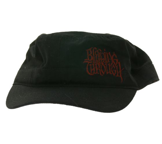Unisex Cap "BLEEDING TROUGH" Baumwoll-Cap im millitärischen Schnitt mit leicht gebogenen Schnitt Schwarz/Rot