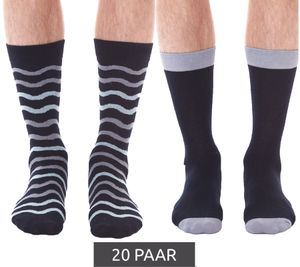 20 Paar HEALTHY SEAS Baumwoll-Strümpfe nachhaltige lange Socken aus rezyklierten Fischernetzen und Bio Baumwolle Uni und mit Muster Dunkelblau