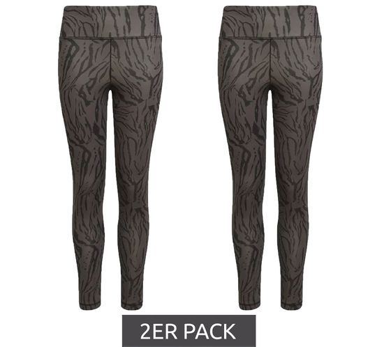 2er Sparpack adidas Leggings nachhaltige Trainings-Hose für Mädchen Sport-Hose mit AEROREADY Technologie Animal-Look HL2443 Grau/Schwarz