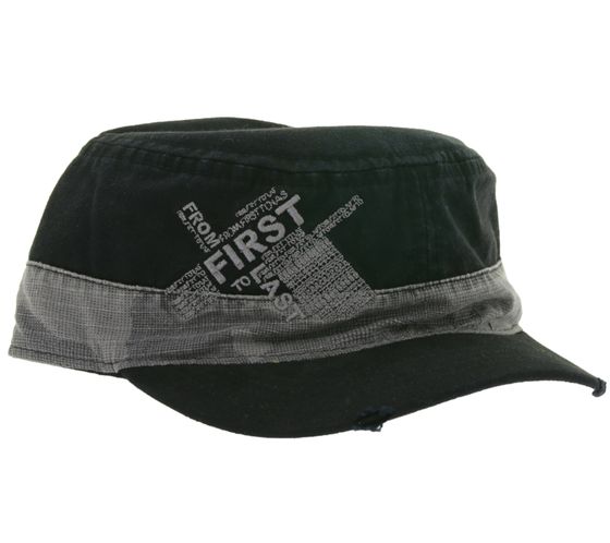 Unisex Cap "From First to Last" Baumwoll-Cap im millitärischen Schnitt mit leicht gebogenen Schnitt Schwarz/Grau