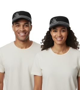 Gorra unisex "From First to Last", de algodón, corte militar y ligeramente curvado, color negro/gris Gorra unisex "From First to Last", de algodón, corte militar y ligeramente curvado, color negro/gris