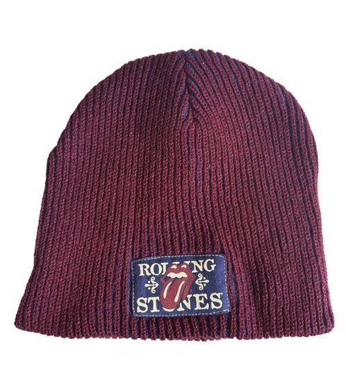 Beanie "Rolling Stones" kuschelige Frühlings-Mütze gemütlicher Strick-Beanie Fan-Artikel KC100589RST Weinrot/Blau