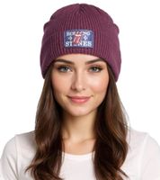 Rolling Stones Beanie - Cozy Autumn Hat, Comfortable Knit Beanie, Fan Merchandise KC100589RST Burgundy/Blue
