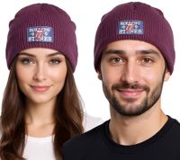 Rolling Stones Beanie - Cozy Autumn Hat, Comfortable Knit Beanie, Fan Merchandise KC100589RST Burgundy/Blue