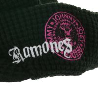 RAMONES Unisex Beanie mit Ramones-Logo und NY Punk Rock Schriftzug Schirm-Beanie Freizeit-Mütze Schwarz/Rosa/Weiß