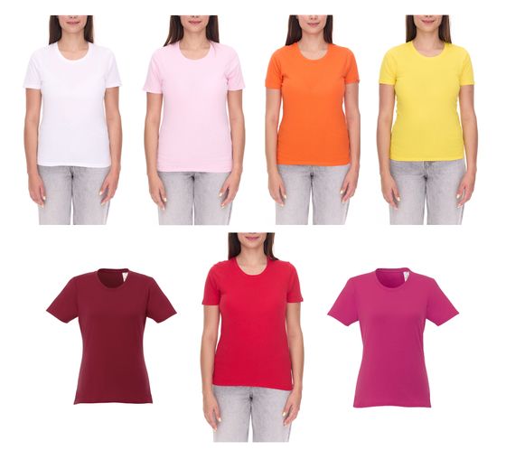 ELEVATE Heros Damen T-Shirt schlichtes Baumwoll-Shirt 150 g/m2 Basic-Shirt Unterzieh-Shirt 38029 in Rot, Weiß, Orange, Gelb oder Rosa