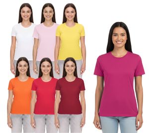 ELEVATE Heros Damen auch in 4XL T-Shirt schlichtes Baumwoll-Shirt 150 g/m2 Basic-Shirt Unterzieh-Shirt 38029 in Rot, Weiß, Orange, Gelb oder Rosa