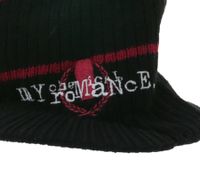 My Chemical Romance Unisex Beanie mit Schriftzug Schirm-Beanie Freizeit-Mütze Schwarz/Pink/Weiß