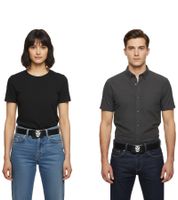 MISFITS Gürtel der Punk-Band für Damen und Herren mit aufgenähtem Schriftzug und Schnalle mit Patch Freizeit-Gürtel BT109172MIS Schwarz/Weiß