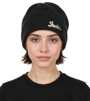 Fender Beanie mit Metall-Logo Strick-Mütze vom bekannten Gitarren-Hersteller Fan-Beanie KC230303FEN Schwarz