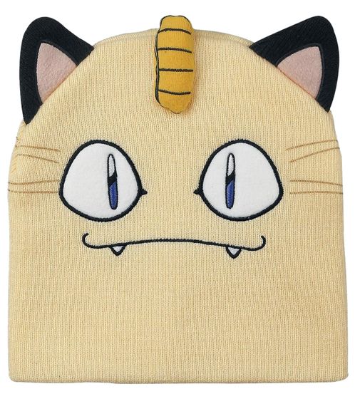 Berretto POKEMON con design del volto e delle orecchie di Meowth. Cappello da gaming con effetto 3D. Berretto lavorato a maglia. Merchandise per fan. KC1TETPOK Giallo.