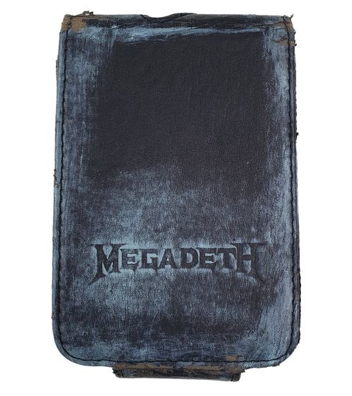 Custodia per lettore MP3 della band metal MEGADETH. Custodia protettiva dall'aspetto rovinato. Lettore musicale e lettore iPod. 11 x 7 x 1,5 cm. Nero/Blu.