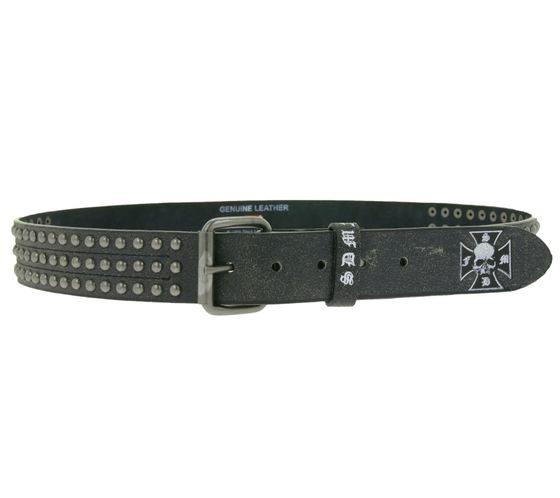 Cintura unisex con scritta "Black Labels Society" e fibbia con logo stampato. Cintura casual, nero/bianco.