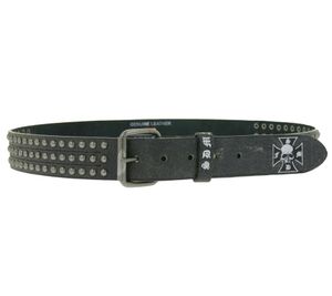 Black Labels Society Gürtel der Heavy-Metal-Band für Damen und Herren Einheitsgröße 100cm mit Nieten und Schriftzug Freizeit-Gürtel Schwarz/Weiß