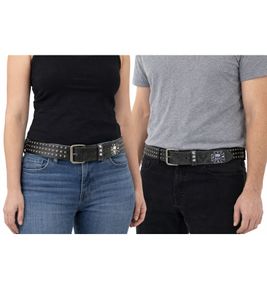 Black Labels Society Gürtel der Heavy-Metal-Band für Damen und Herren 100cm mit Nieten und Schriftzug Freizeit-Gürtel Schwarz/Weiß