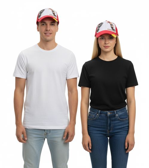 WORLDCUP LEGENDS Unisex Baseball-Cap im Spanien-Design Baumwoll-Cap mit Fußballspieler-Print Curved-Brim-Cap mit No.9-Print Damaged-Look TC110825RJA Rot/Bunt