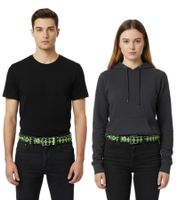 FALL OUT BOY Gürtel der Alternative-Rock-Band für Damen und Herren Einheitsgröße 100cm mit Rautenmuster und Schriftzug Freizeit-Gürtel Schwarz/Grün