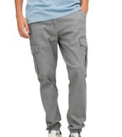 Pantalon cargo homme Jack & Jones Marco Joe, élégant pantalon de jogging en coton, coupe slim, 10755240, gris