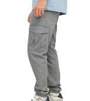 Pantalon cargo homme Jack & Jones Marco Joe, élégant pantalon de jogging en coton, coupe slim, 10755240, gris
