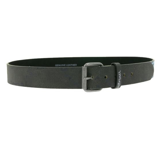 Cintura unisex con scritta "Underboth" e fibbia con logo stampato. Cintura casual, nero/bianco/blu.