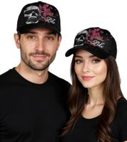 Pike Apparel Unisex Trucker-Cap aus dem Rock-Bereich Base-Cap mit Totenkopf und Patronen-Applikation TC109526PIK Schwarz